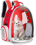 Cat Backpack Carrier, Cats and Small Dogs, Space Capsule Bubble Backpack, Pet Carrier, Airline Approved, Ventilate Transparent Travel Carrier for Hiking, Travel, Ourdoor - Red