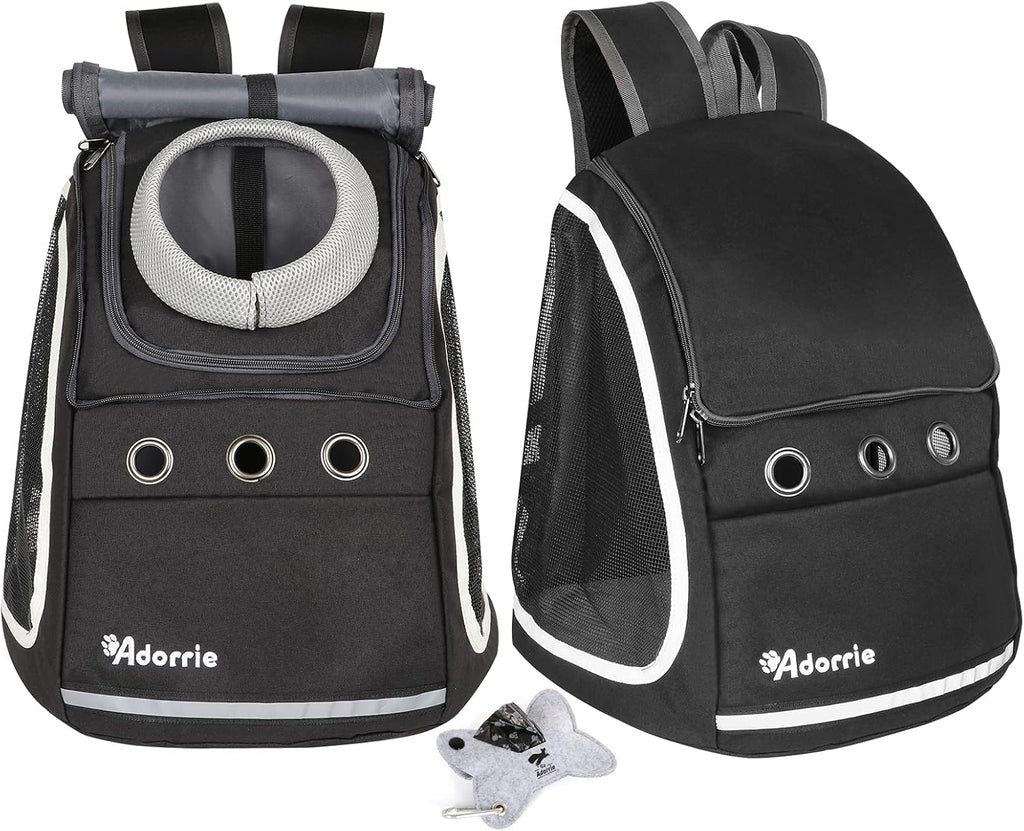 Dog Cat Backpack Carrier for Small Dogs and Cats, Safer Multifunctional Pet Backpack Carrier for Hiking, Walking, Traveling, Outdoor Activities (Black)…