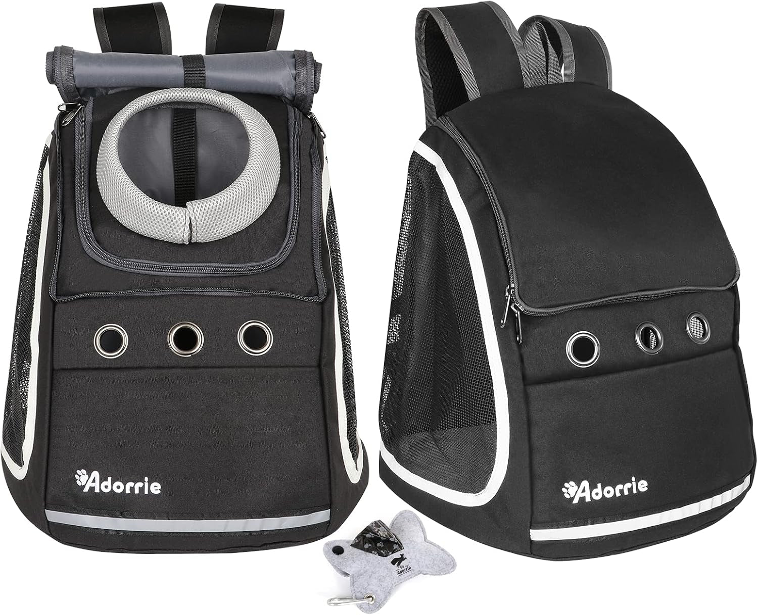 Dog Cat Backpack Carrier for Small Dogs and Cats, Safer Multifunctional Pet Backpack Carrier for Hiking, Walking, Traveling, Outdoor Activities (Black)…