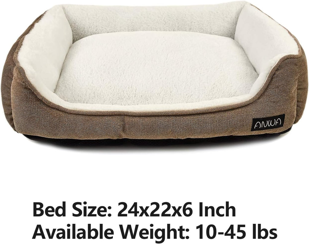 Durable Square Dog Bed - Machine Washable, Comfortable for Small & Medium Puppies