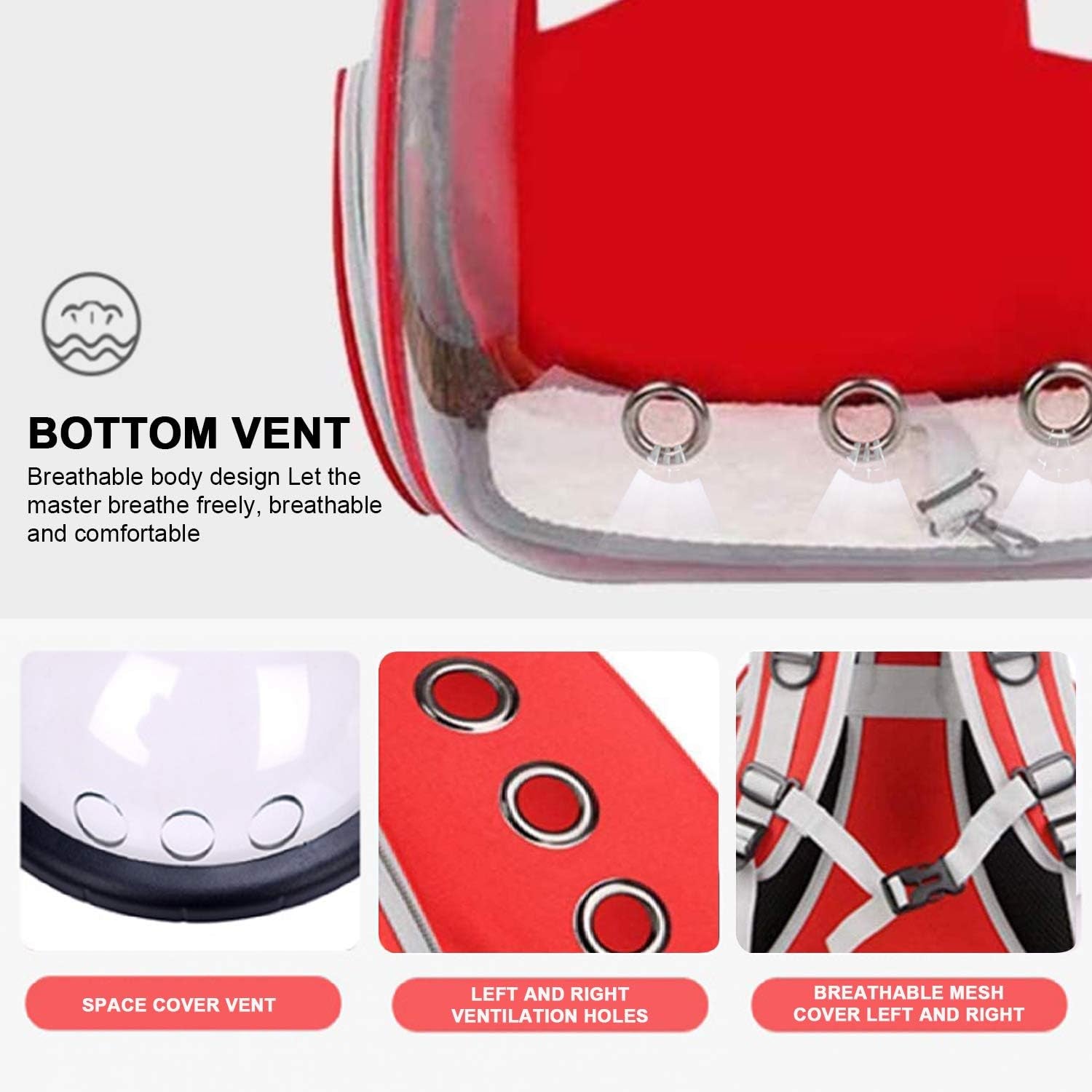 Cat Backpack Carrier, Cats and Small Dogs, Space Capsule Bubble Backpack, Pet Carrier, Airline Approved, Ventilate Transparent Travel Carrier for Hiking, Travel, Ourdoor - Red